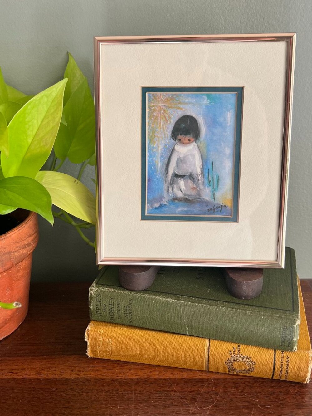 Ted DeGrazia Blue Boy Framed Print Everybody's Little Boy Art 7" x 8"